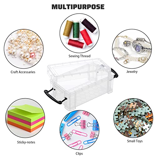 Btsky 6 Pack Small Clear Plastic Storage Box With Lid Mini Sewing Box Organizer With Black Latch Stackable Craft Storage Containers Small Organizer Box For Stationery, Jewelry, And More Home & Office Supplies #TOP2