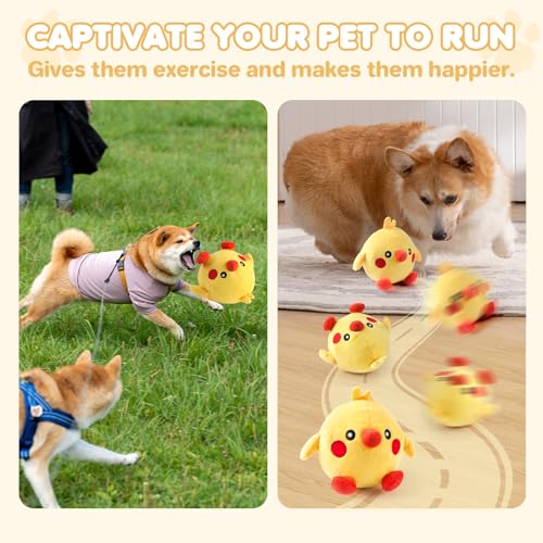 Interaktive Hundespielzeug, Sprechendes Tier Plüschtier für Hund, Ausgestattet mit Bounce- und Gesangsfunktionen, USB Wiederaufladbare Waschbare Cartoon Plüsch für große Mittlere und Kleine Hunde