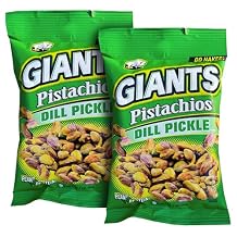 GIANTS Go Naked Dill Pickle Pistachios - Shelled Pistachios, Pistachio Nuts, Pistachios No shell, Individual Packs, High Protein Flavored Pistachio Nuts - 3 oz Bags Pack of 2