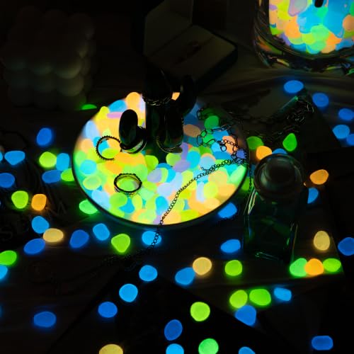 Image of 1000 PCS Mini Glow in The Dark Rocks Mixed Color Luminous Stones 1cm Small | Glow Stones Fish Tank Rocks Outdoor Decor Garden Yard Walkway Pathway FD05SMX1000
