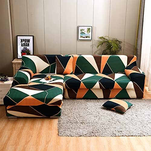 MINGPINHUIUS Sofa Cover L Shape 2-Piece 3-Seater Stretch Sofa Cover for L Shape Sofa Cover with 4 Pieces Cushion Covers Suitable for Corner Sofa