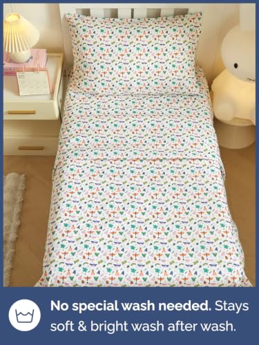 Image of Kids Twin Size Bug Bed Sheets - 3 Piece Kids Bug Sheet Set - Garden Insect Bedding - Ultra-Soft, Cute & Cozy - Breathable & Machine Washable - Butterfly Buggy Bed Set for Boys, Girls, Teens & Toddlers