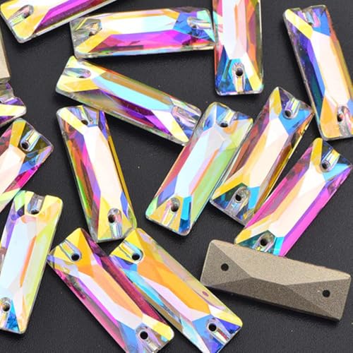 Strass rectangulaires cristal AB couture dos plat finis les décollages