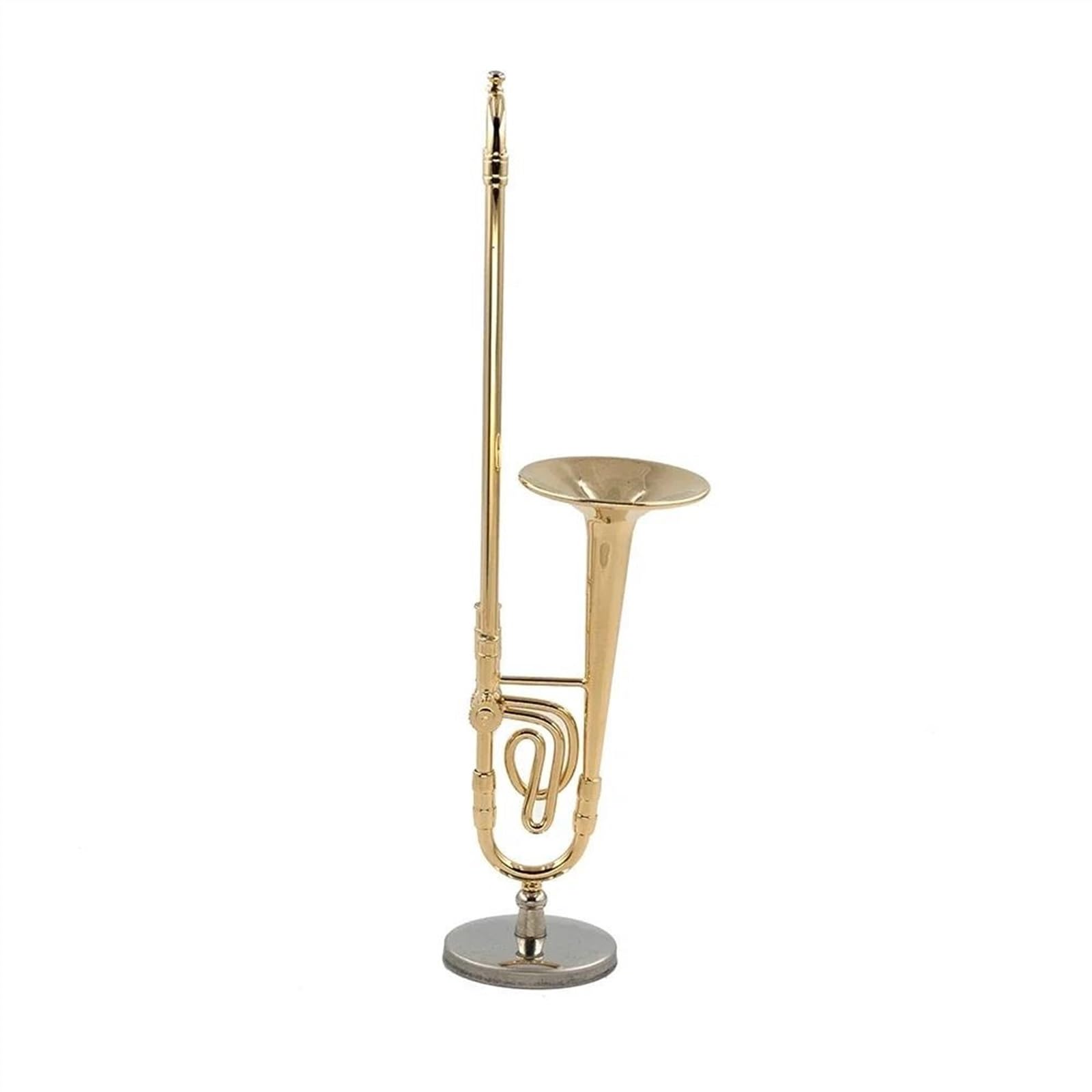 miniaturowe ozdoby muzyczne Minipuzon miniaturowy model puzonu ze stojakiem kreatywna wyjątkowa urocza dekoracja przenośny mini klasyczny miniaturowy model przenośny instrument muzyczny
