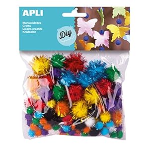 APLI Kids Glitter pompons – verschillende kleuren (78 stuks)