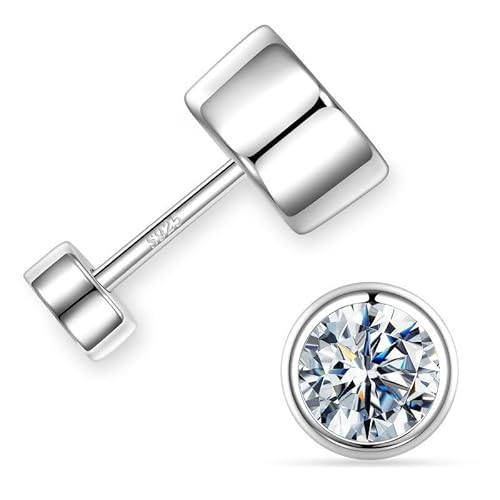 MOOSEA 2ct Round Moissanite Earrings for Women, Moissanite Stud Earring