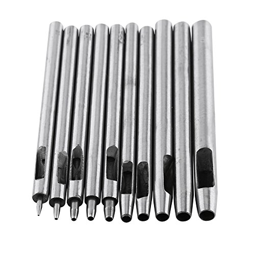 GLOGLOW Furador de couro, perfurador oco de liga de aço, 10 peças de 0,55 mm para couro, plástico, b