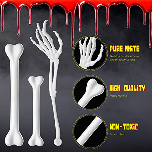 48 Pieces Skeleton Swizzle Sticks Skeleton Hand Plastic Food Picks Reusable Drink Stirrer Cocktail Drink Swizzle Stick Halloween Party Decorations For Birthday Bar Home Office Halloween (Arm, Bone) #TOP2
