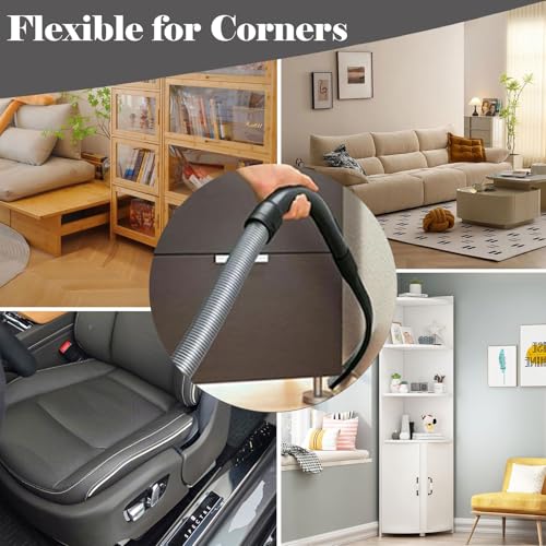 25" Flexible Vacuum Bendable Attachment Tool, Flexible Crevice Connect Nozzle for Vacuum Hoses All 1-1/4" or 1-3/8" (32mm/35mm) Extra-Long for Hard-to-Reach Areas, Car Interiors, Furniture by Gleway - Used condition - Image 4