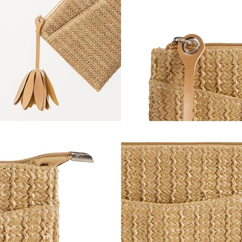 Image of BRYCTSISEN Women Straw Beach Clutch Purse Handbag Summer Elegant Vacation Style Shoulder Bag Crossbody Bag