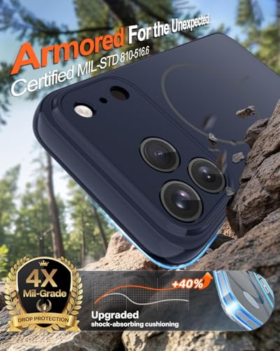 Image of Magnetic for iPhone 17 Pro Case,Shockproof Matte Cover,Deep Blue | with Screen Protector,Compatible with MagSafe,Military Grade Drop Protection,Full Camera Protection,Non-Slip Design Case
