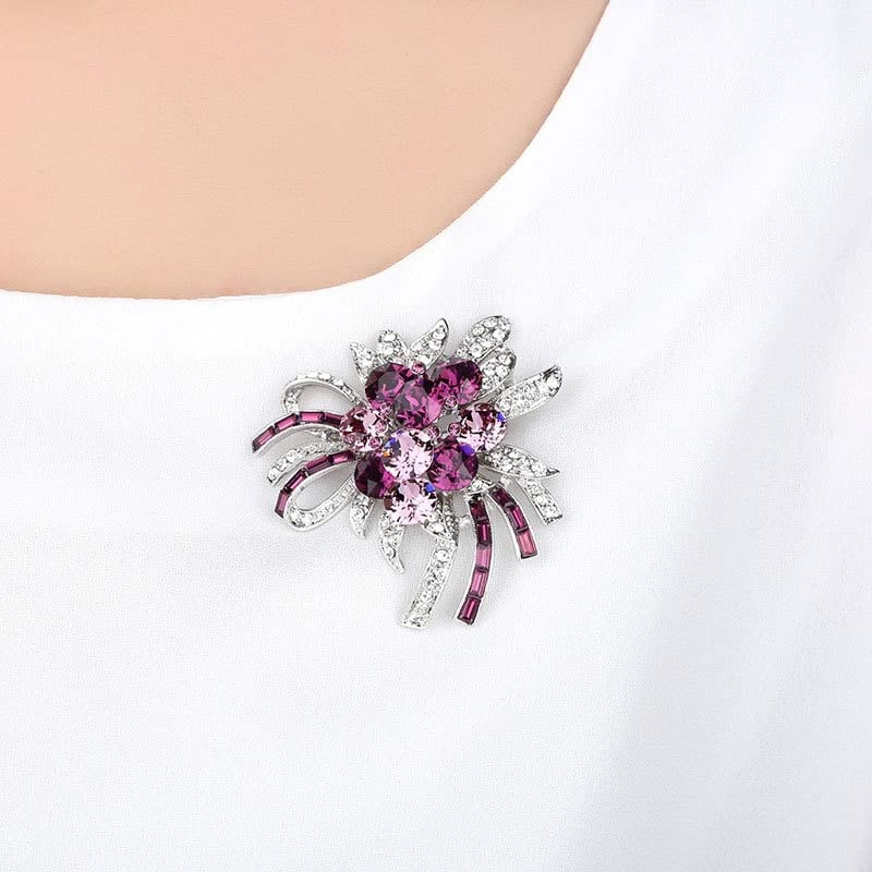 Broches de Mujer, Nuevo Broche Violeta de Cristal púrpura de Lujo, Flor para Mujer, Bufanda Simple con Hebilla Salvaje, Broche de Regalo para niñas, Pin