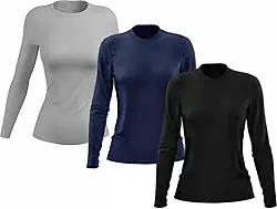 Kit 3 Camisetas Térmicas Femininas Manga Longa Proteção UV 50 Poliéster
