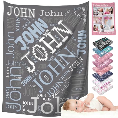 Fadace Custom Blanket Personalized Blanket for Kids Customized Baby Blankets with Name Girl Boy Adults Christmas Birthday Valentines Day Gift 40