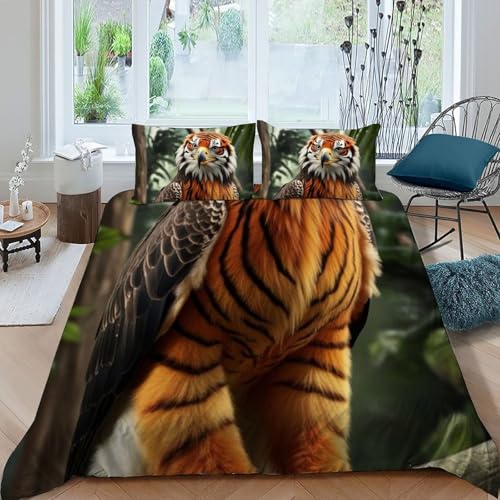 Housse de couette animaux microfibre 220x240cm anti-plis pour grand lit - 3