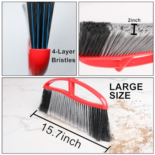 Image of 15.7 inch Heavy Duty Outdoor Broom, Adjustable Handle for Patio Garage