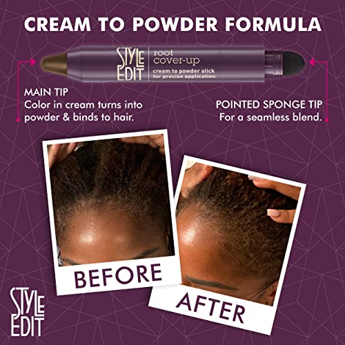 Style Edit Root Touch Up Stick For Medium Brown Hair,Root Concealer For Gray Hair Coverage,Temporary Hair Color,Premium Hair Shading Sponge Pen,Hair Makeup Root Cover Up,Travel Size,0.11 Oz Stick #TOP3