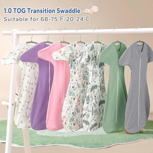 Image of ZIGJOY Baby Transitional Swaddles for Newborns: 0.5 Tog Arms Up Sleep Sack 3-6-12 Months Soft Cotton Shark Fin 2 Way Zipper