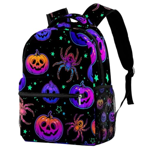 Sac à dos d'école violet motif citrouille d'Halloween 29x20x40cm pour ado