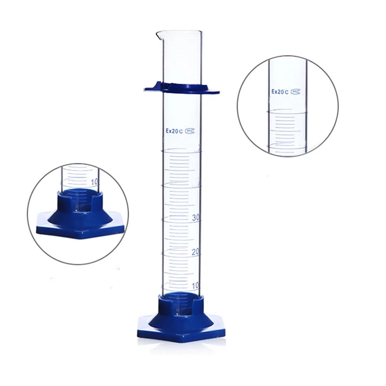 10 Stück/Packung 50 ml sechseckiger Messzylinder aus Borosilikat-Chemieglas mit Messzylinder