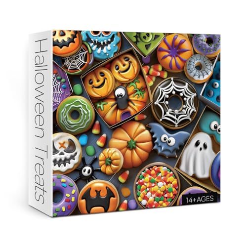 Halloween Candy Donut Puzzle for Adults 1000 Pieces, Holiday Autumn Pumpkin Jigsaw Puzzle, Fall Cookie Ghost Spider Puzzle - image 1