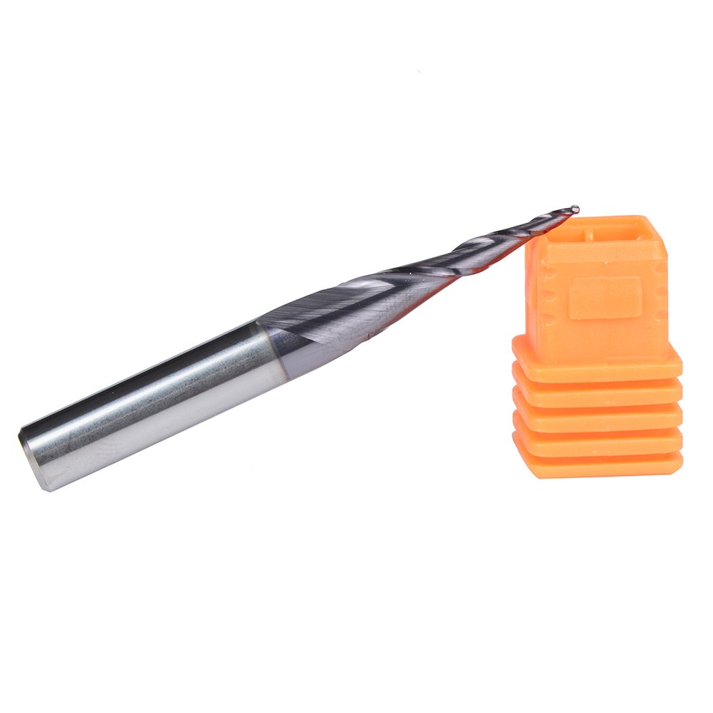 Stożkowy frez kulkowy, trzpień 6 mm, z węglika spiekanego, 2-ostrzowy, spiralny frez R0,25-R2, narzędzia do grawerowania metalu do obróbki drewna (zestaw 6 szt.)