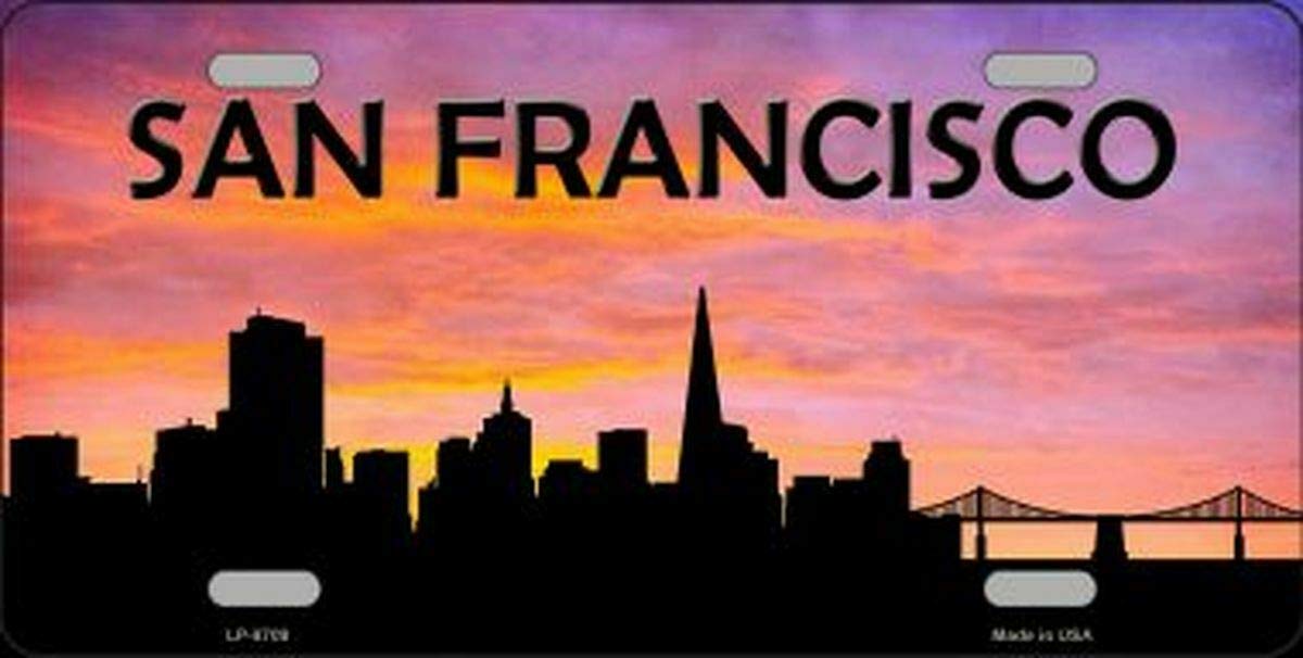 Biopracess San Francisco Silhouette Novelty License Plate Sign License Plate 6x12 inches