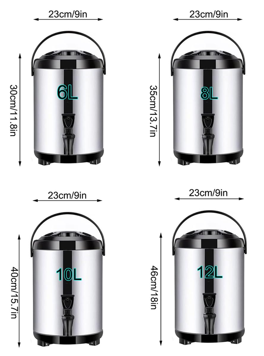 Dispensador de Bebidas aisladas, urna de Agua Caliente para Catering, dispensador de Bebidas Calientes de té de Acero Inoxidable con Grifo para café té Caliente, Leche fría, Jugo