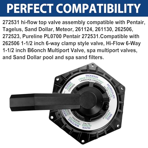 272531 Hi-Flow Top Valve Assembly - Compatible with Sand Cylinder Valves, Suitable for Spa Sand Filters and Multi-Port Valves in Swimming Pools, Replaces 262504 262505 262506 (6-Way 1-1/2 inch) - Thumbnail 2