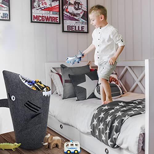 Shark Laundry Basket For Kids Laundry Hamper For Boys Girls Baby Hamper For Nursery Toy Storage Baskets Large Storage Bin With Handles Clothes Hampers Safari Storage Bins Room Bedroom Bathroom Grey #TOP3