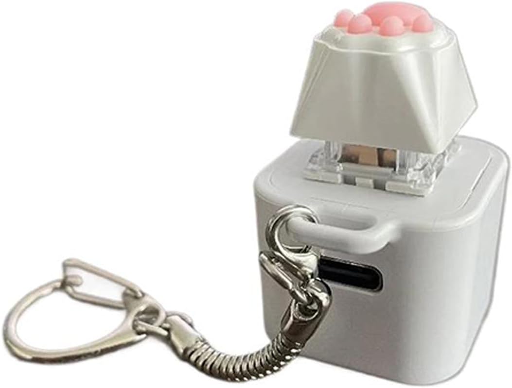 Tiny Puss Shape Fiddle Toy Keychain Permanent Electronic Button Noise Double Secure Worry Focus Desk Car Addition Car Decoration Stress Palliative