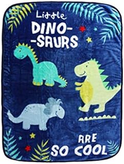 GC GAVENO CAVAILIA Soft & Cosy Dinosaur Fleece Blanket For Boys & Girls, Comfy Warm Animal Printed Fluffy Fleece Snuggle Blanket, 110X140 Cm, Blue