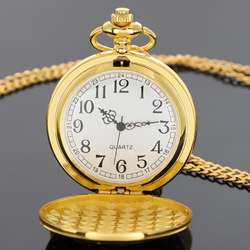 Image of Tiong Vintage Pocket Watch Engraved Cowboy Skull Wolf 3D Pattern Arabic Numerals Quartz Pocket Watch with Chain Best Gifts