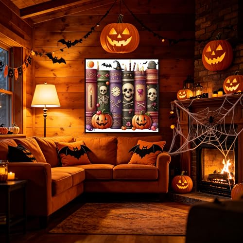 Image of KYOQFVN Cross Stitch Stamped Kit for Beginner - Halloween Cross Stitch - Skull Counted Cross Stitch Kits Embroidery Kit Arts and Crafts for Beginners 13.7x13.7 inch