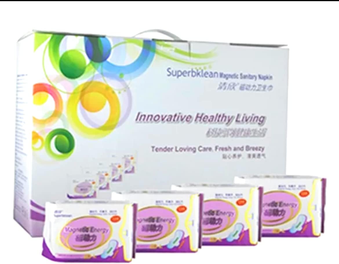 Longrich Pads Superbklean Magnetic Sanitary Napkin & Panty Liners, Anion, Far Infrared (Night use, 1 Box)