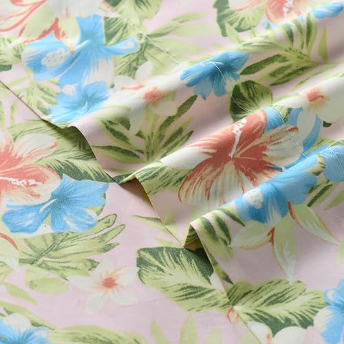 Elegant Comfort Softest and Coziest 6-Piece Sheet Set - 1500 Premium Hotel Quality Microfiber - Deep Pocket, Wrinkle Resistant 6-Piece Floral Magnolia Pattern Bed Sheet Set, Twin, Magnolia