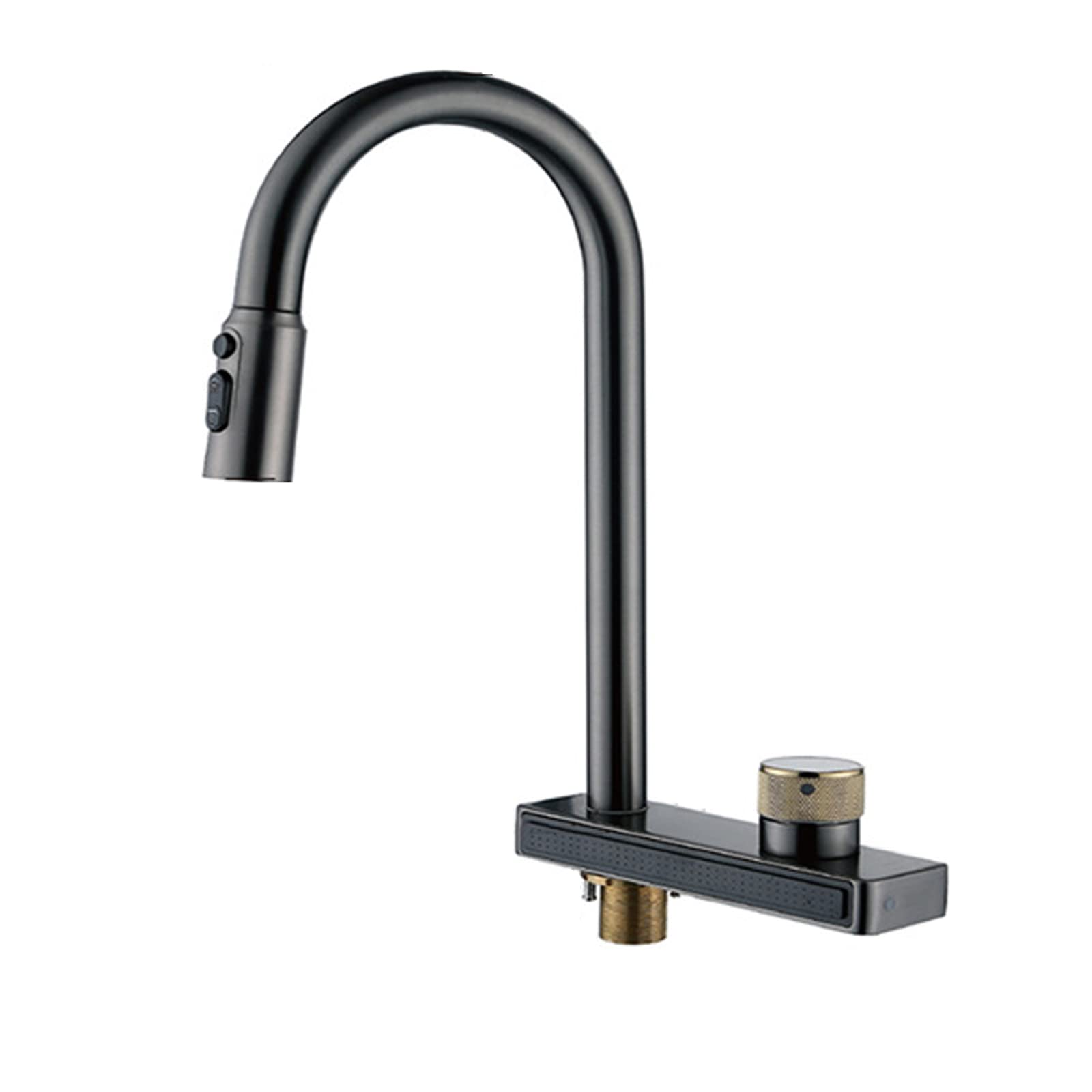 Robinet d'évier de cuisine moderne gris avec douchette rétractable et cascade