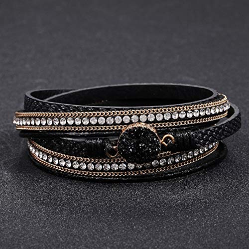 Image of Fesciory Leather Wrap Bracelets for Women, Boho Western Layered Jewelry | Layered leather cuff bracelets, Easy on and off, Boho western style, Daily wear, Gift for women