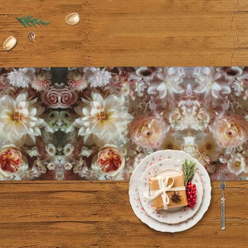 Chemin de table imprimé floral romantique tissu léger pour décoration - 6
