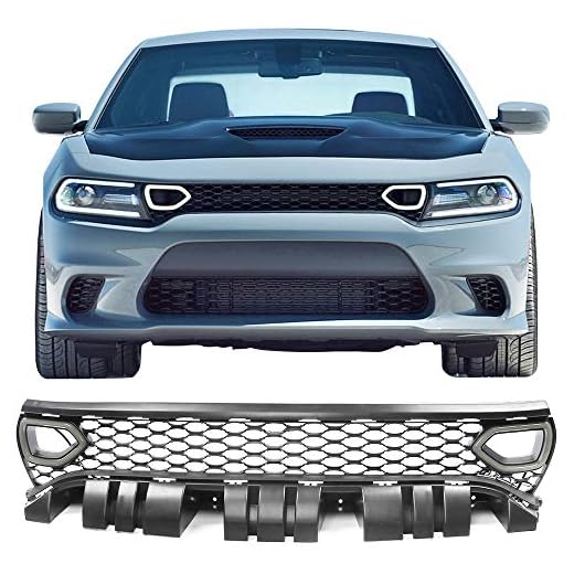 IKON MOTORSPORTS, Grille Compatible With 2015-2023 Dodge Charger SRT/Scat Pack, PP Front Bumper Grille Upper Grill Guards w/LED Lights