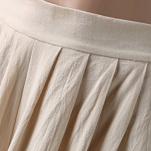 Qwent Calça feminina de algodão e linho com cintura elástica, calça casual para ioga, bolsos e perna