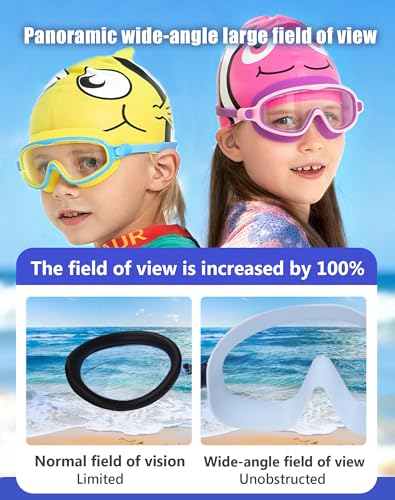 Kids Swim Goggles Anti Fog UV Protection Leak Proof Swimming Goggles for Boys Girls Toddlers Ages 3-14 with Ear Plugs Nose Clip Adjustable Strap HD Clear Vision for Pool Beach Outdoor Water Activities - Image 6