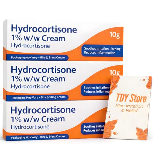 Hydrocortisone Cream 1% w/w Bite and Sting Cream, Mosquito and Bee Sting Treatment, Itchy Skin and Redness Solution, 3 x 10g Tubes - TDY Bundle Including Skin Relief Guide- Packaging May Vary