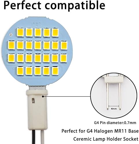 Miniatura 6 de GRV G4 24-2835 SMD - Lámpara LED súper brillante blanca cálida para caravana gabinete de caravana luz de cúpula ACDC12V-24V paquete de 10 30