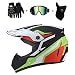 Produktbild Erwachsene Off-Road Helm Rallye MX Helm grün All-Terrain Fahrzeug Scooter Scooter ATV Downhill Helm DOT zertifiziert Männer und Frauen erhältlich S M L XL Helm Geschenk Brille Handschuhe Maske,L