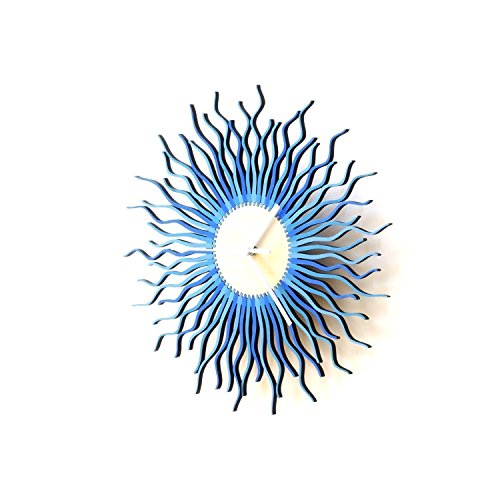 11½" Stylish Modern Wooden Wall Clock In Blue/Teal, An Elegant Centerpiece By Ardeola, Clock For Bedroom, Aesthetic Clock, Modern Clock, Clocks Wall, Wall Art, Analog Clock - Radium Ii Blue #TOP3