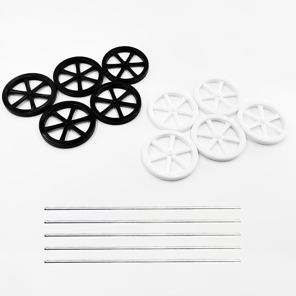 Photo 1 of 10PCS Model Toy Wheel 44mm Toy Car Wheels with 5PCS Shaft Round Rod Axles for DIY Model Toy RC Car Truck Robot Parts (Mix Color)