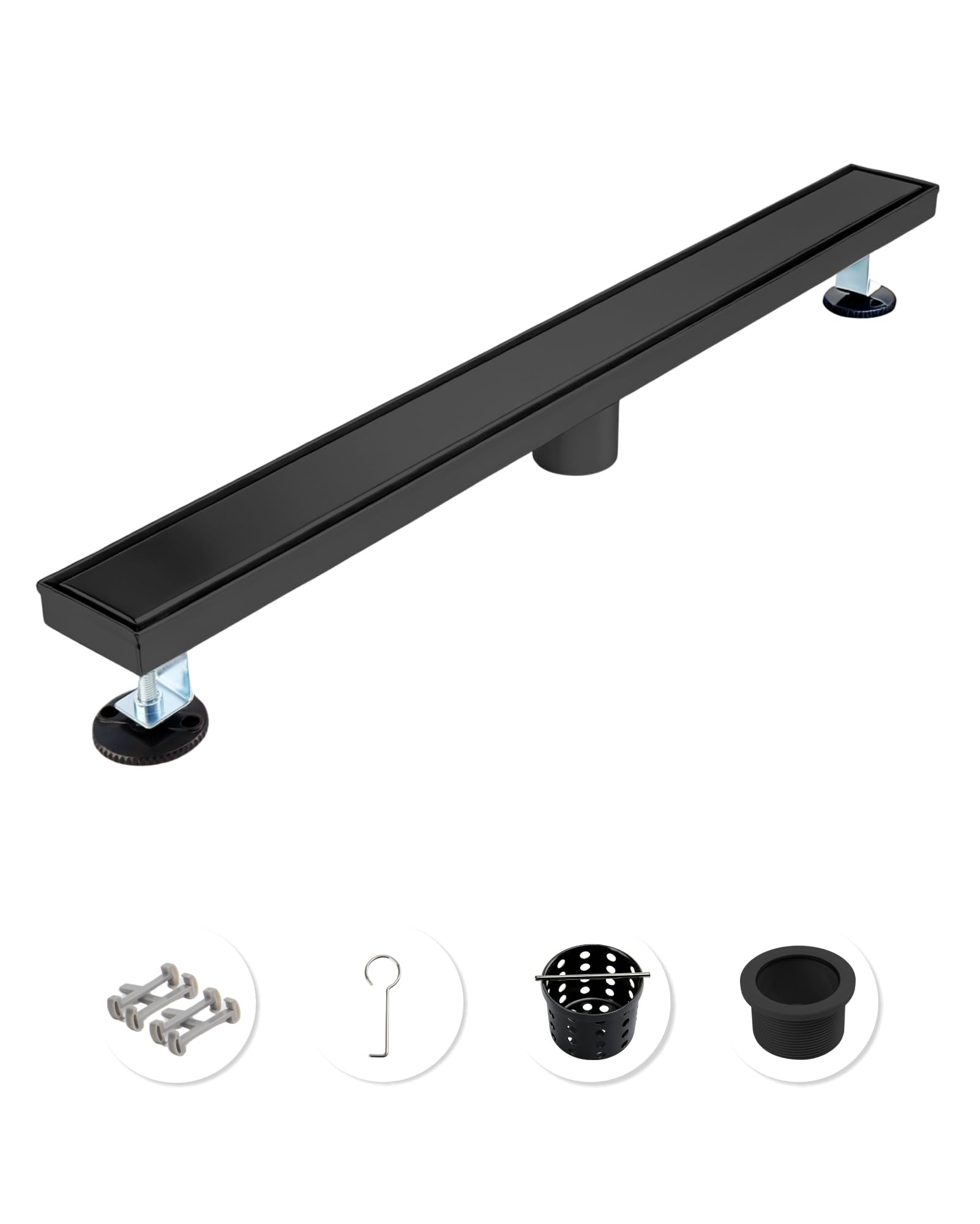 28 Inch Matte Black Linear Shower Drain