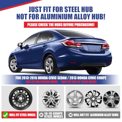 AUTOFREE 15” Chrome Finish Hubcaps for 2006-2011, 2013-2015 Honda Civic Steel Wheels - Set of 4, Bolt-on Design Wheel Rim Covers, ABS&PC Material Hub Caps, 15-Inch Chrome Finish 4-Pack by AUTOFREE - Used condition - Image 2