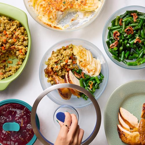 Image of Anyday Microwave Cookware | Microwave Safe Containers | Microwave Cooking Bowls | Mixing Bowl with Lid | Borosilicate Glass Containers with Lid, 18cm / 0.95L